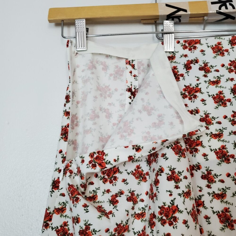 Daniel Bernstein Plus Size Skirt Size 1X Front Slit Small Rose Print Side Zip - Picture 6 of 10